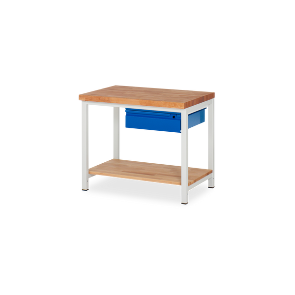Profi-Werkbank mit Holz-Ablageboden und 1x Schublade