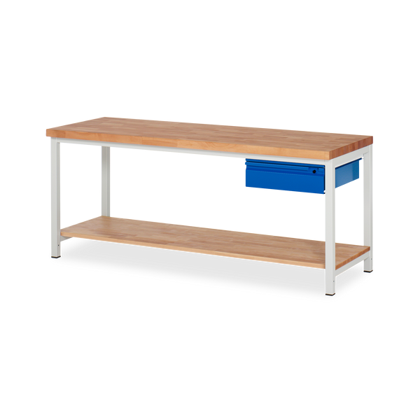 Profi-Werkbank mit Holz-Ablageboden und 1x Schublade