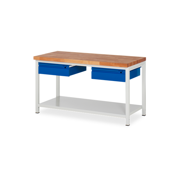 Profi-Werkbank mit Stahl-Ablageboden und 2x Schubladen