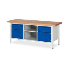 Profi-Werkbank mit 2x Fächer – 2x Schubladen und 2x Türen