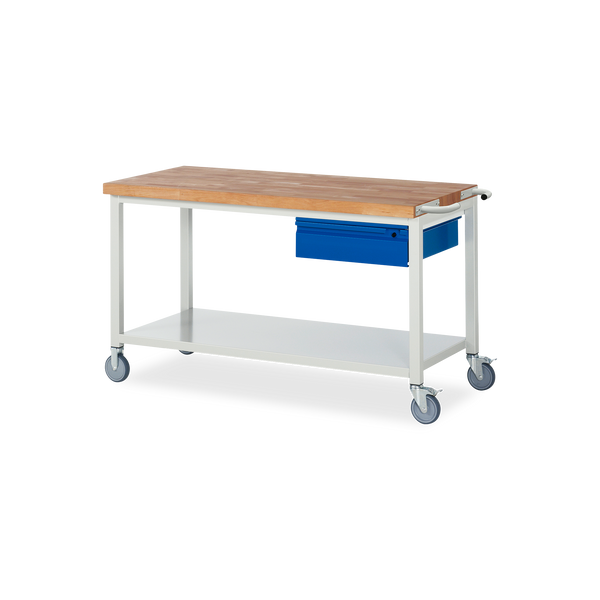 Fahrbare Werkbank mit Ablageboden und 1x Schublade