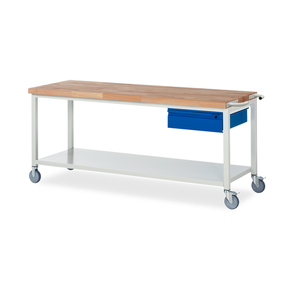 Fahrbare Werkbank mit Ablageboden und 1x Schublade