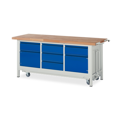 Fahrbare Werkbank (Absenkbar) mit 5x Schubladen und 2x Türen