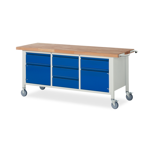 Fahrbare Werkbank (Absenkbar) mit 5x Schubladen und 2x Türen