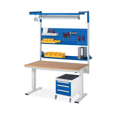 Werktisch elektrisch höhenverstellbar – Buche 25 mm – Flächenlast 300 kg