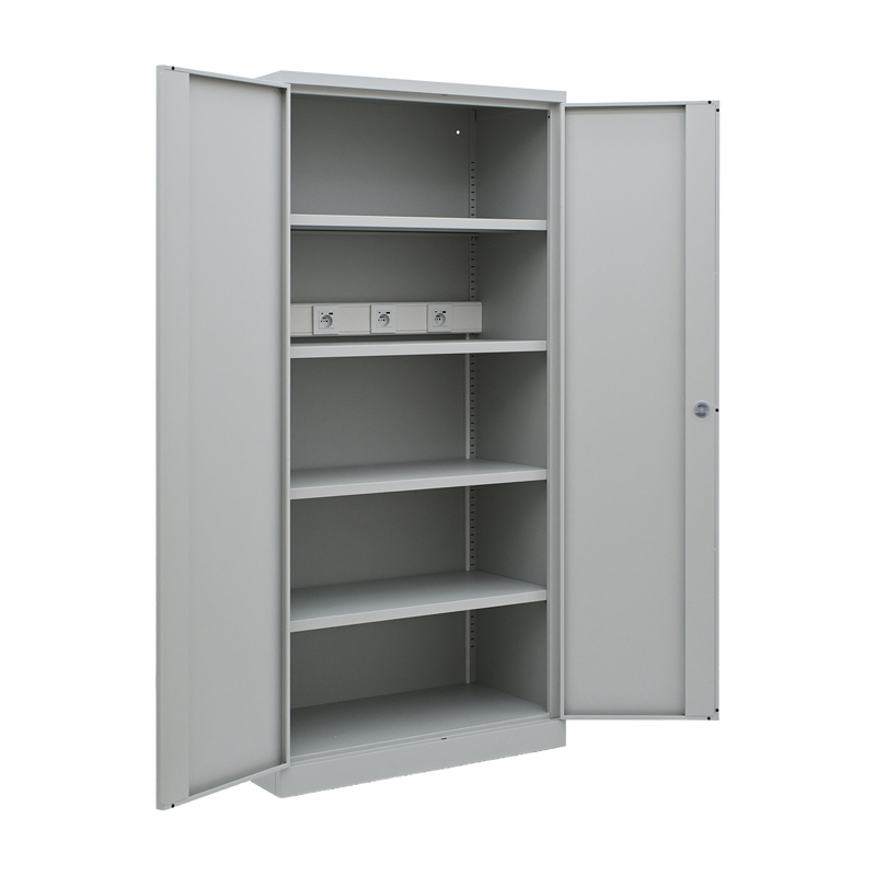 Stahl-Steckdosenschrank für Akkugeräte | 920 × 500 × 1960 mm | 4/8 Steckdosen