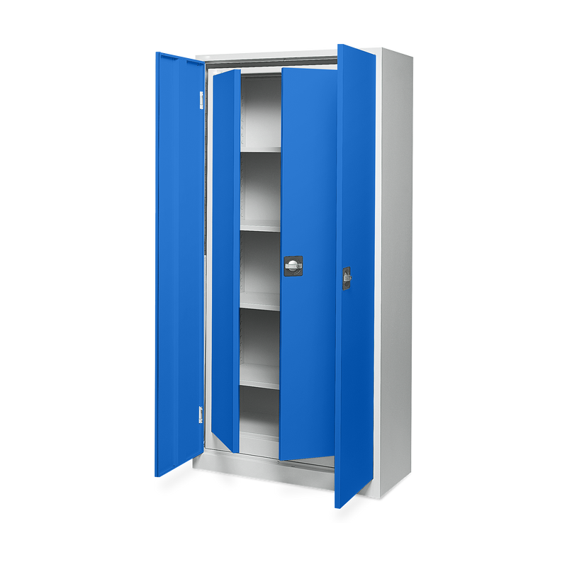 Aktenschrank SET- 2 in 1 – Lichtgrau / Enzianblau