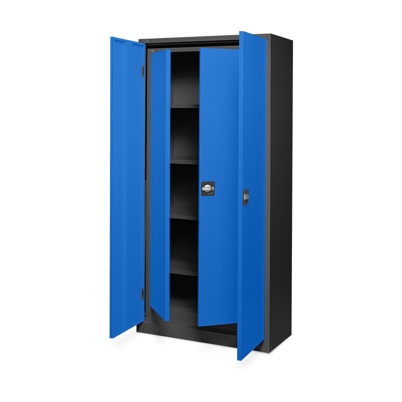Aktenschrank SET- 2 in 1 – Tiefschwarz / Enzianblau