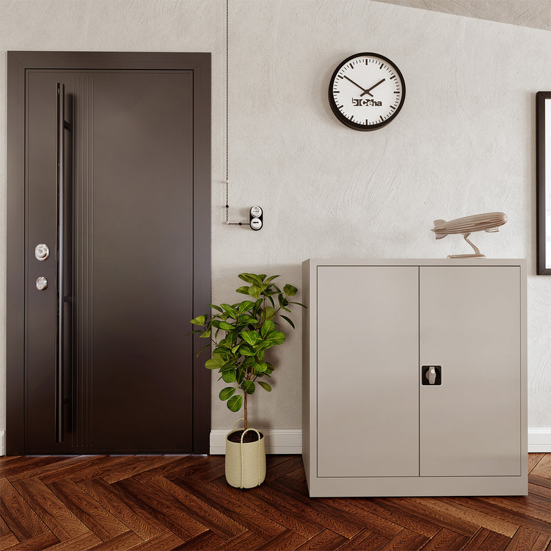 Aktenschrank aus Stahl – 920 x 420 (3 OH) – Korpus in Lichtgrau
