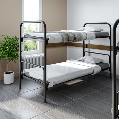 Doppelbett aus Stahlrohr – 2000 x 900 – Tiefschwarz