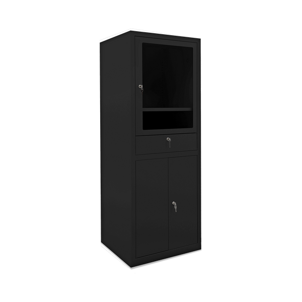 Computerschrank (Abschließbar) in Tiefschwarz