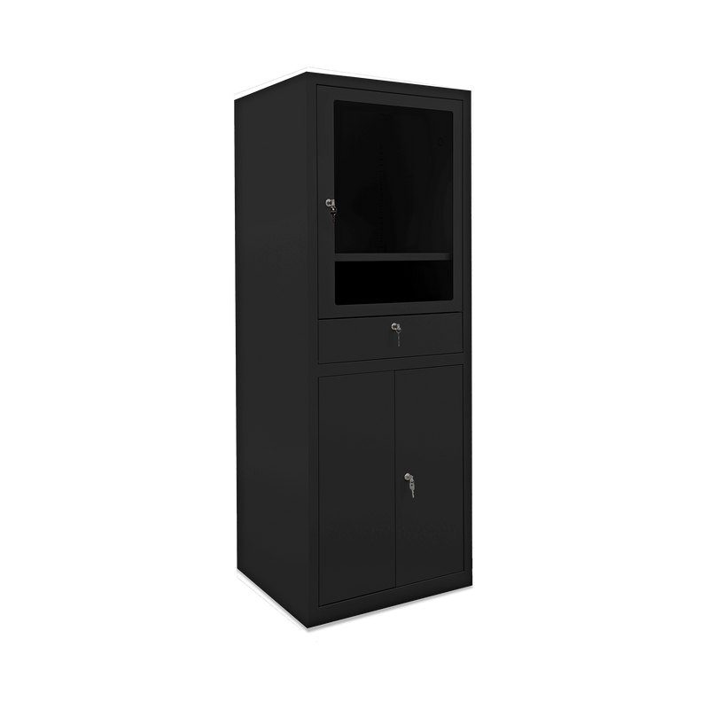Computerschrank (Abschließbar) in Tiefschwarz