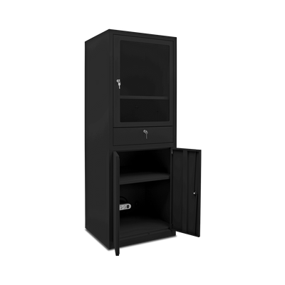 Computerschrank (Abschließbar) in Tiefschwarz