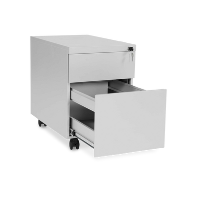 Design-Rollcontainer aus Stahl mit Schubladen – Lichtgrau
