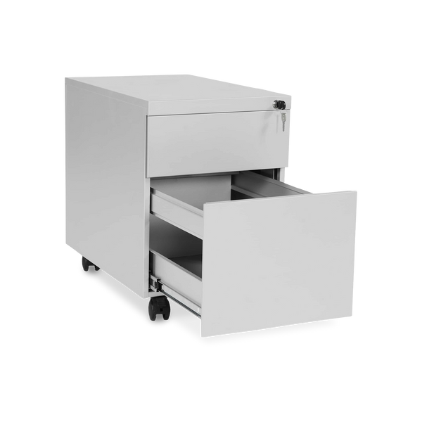 Design-Rollcontainer aus Stahl mit Schubladen – Lichtgrau