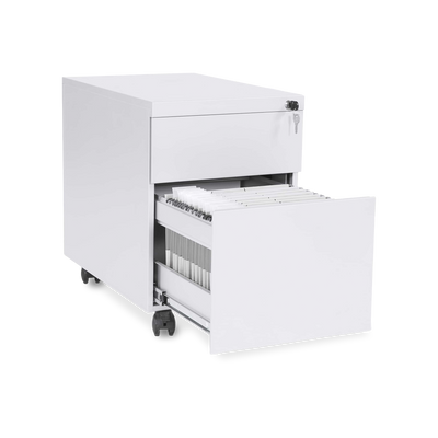 Design-Rollcontainer aus Stahl mit Schubladen – Signalweiß