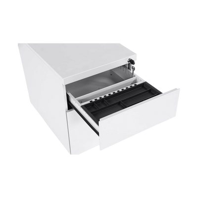 Design-Rollcontainer aus Stahl mit Schubladen – Signalweiß