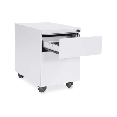 Design-Rollcontainer aus Stahl mit Schubladen – Signalweiß