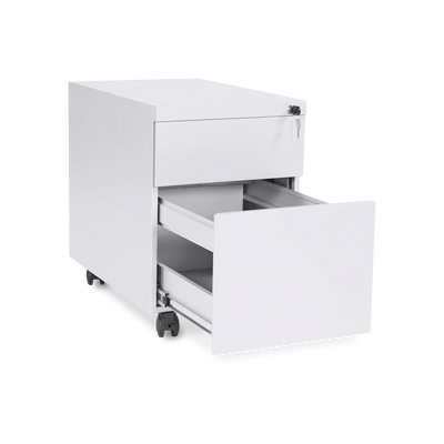 Design-Rollcontainer aus Stahl mit Schubladen – Signalweiß