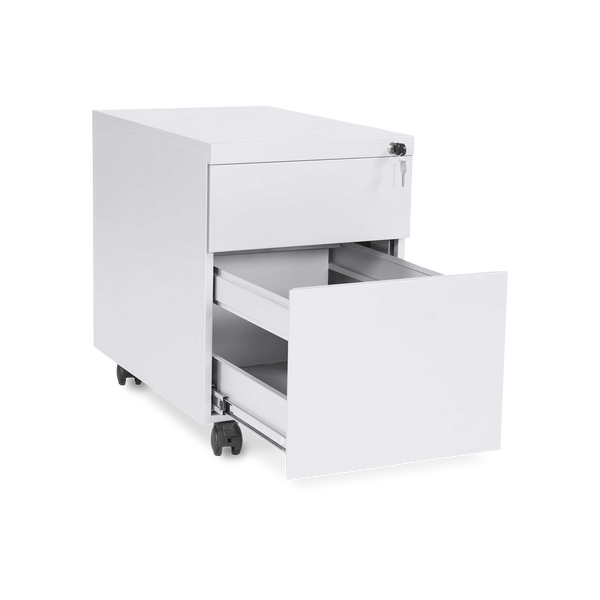 Design-Rollcontainer aus Stahl mit Schubladen – Signalweiß