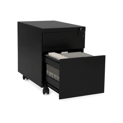 Design-Rollcontainer aus Stahl mit Schubladen – Tiefschwarz