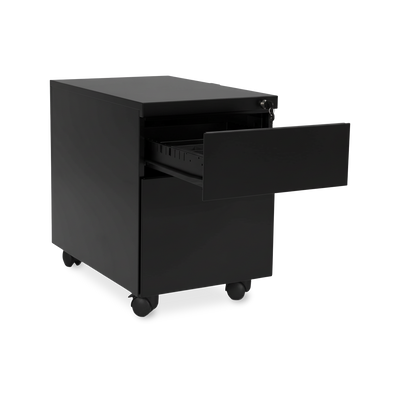 Design-Rollcontainer aus Stahl mit Schubladen – Tiefschwarz