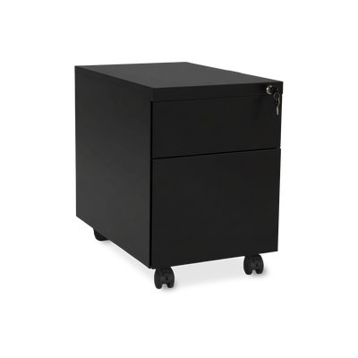 Design-Rollcontainer aus Stahl mit Schubladen – Tiefschwarz