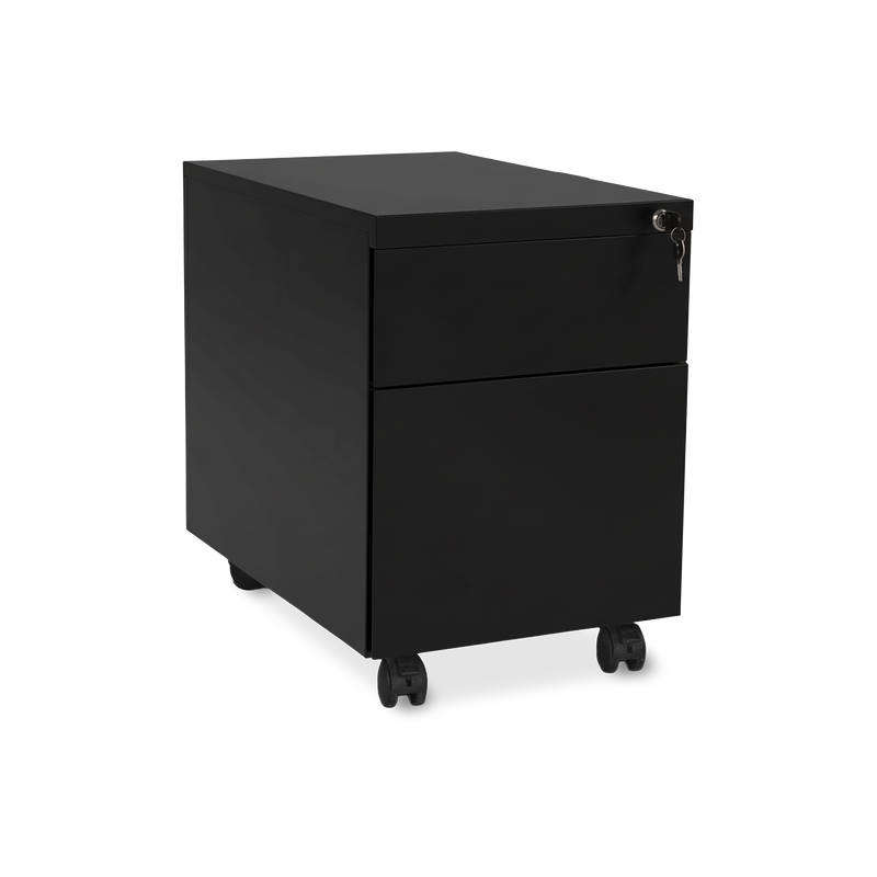 Design-Rollcontainer aus Stahl mit Schubladen – Tiefschwarz