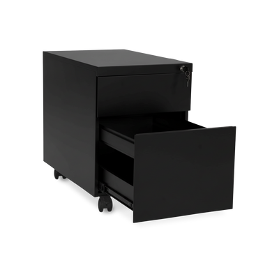 Design-Rollcontainer aus Stahl mit Schubladen – Tiefschwarz