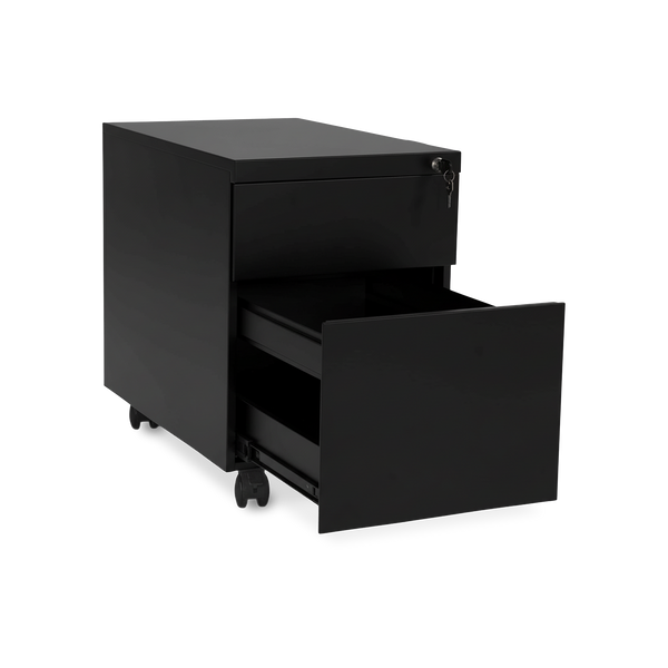 Design-Rollcontainer aus Stahl mit Schubladen – Tiefschwarz
