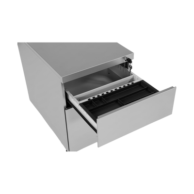 Design-Rollcontainer aus Stahl mit Schubladen – Weißaluminium