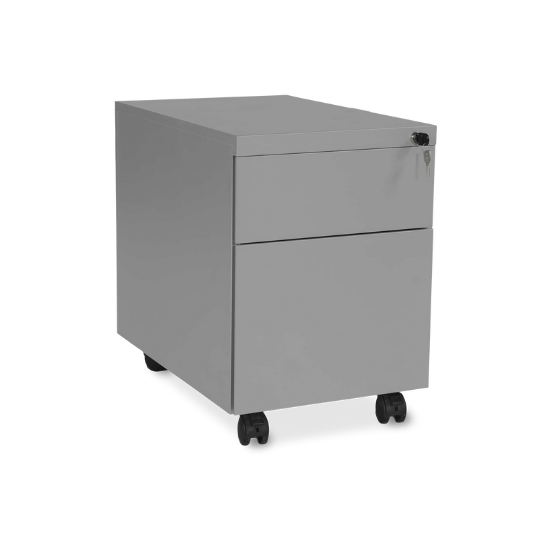 Design-Rollcontainer aus Stahl mit Schubladen – Weißaluminium