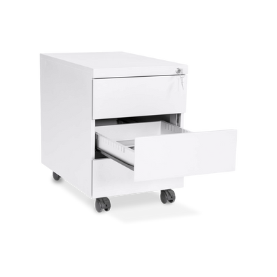 Design-Rollcontainer aus Stahl mit Schubladen – Signalweiß