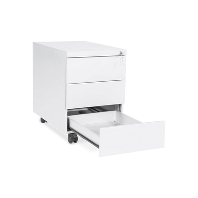 Design-Rollcontainer aus Stahl mit Schubladen – Signalweiß