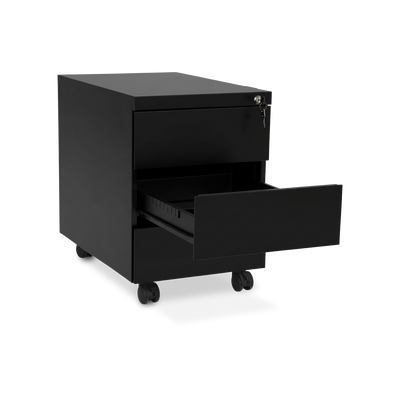 Design-Rollcontainer aus Stahl mit Schubladen – Tiefschwarz