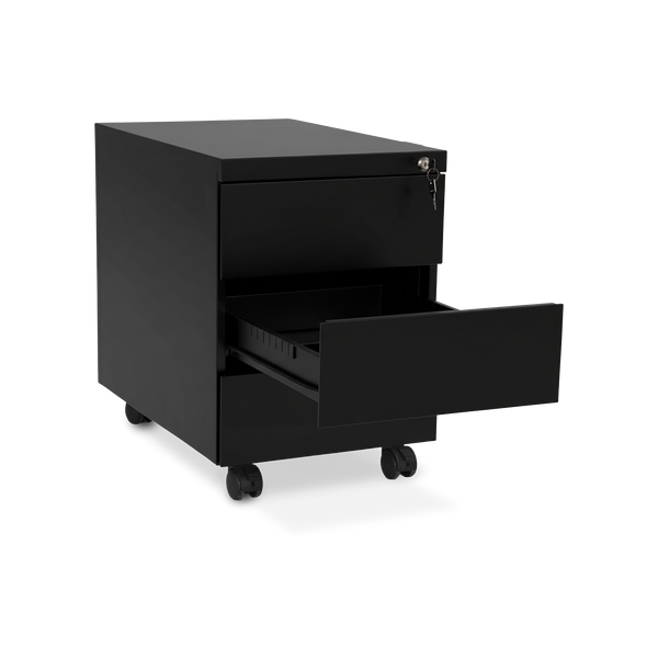 Design-Rollcontainer aus Stahl mit Schubladen – Tiefschwarz