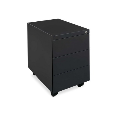 Design-Rollcontainer aus Stahl mit Schubladen – Tiefschwarz