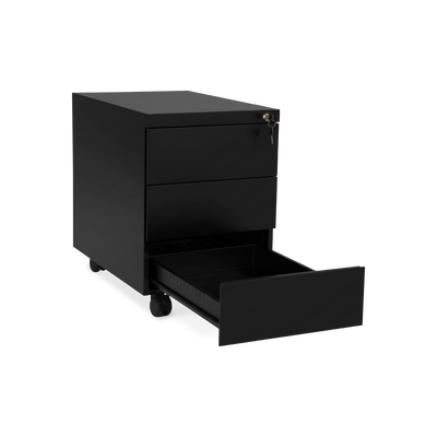 Design-Rollcontainer aus Stahl mit Schubladen – Tiefschwarz
