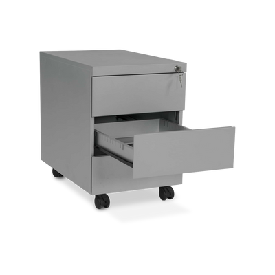 Design-Rollcontainer aus Stahl mit Schubladen – Weißaluminium