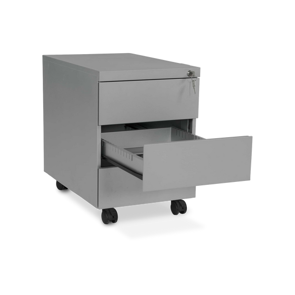 Design-Rollcontainer aus Stahl mit Schubladen – Weißaluminium