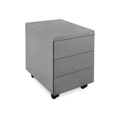 Design-Rollcontainer aus Stahl mit Schubladen – Weißaluminium