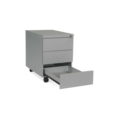 Design-Rollcontainer aus Stahl mit Schubladen – Weißaluminium