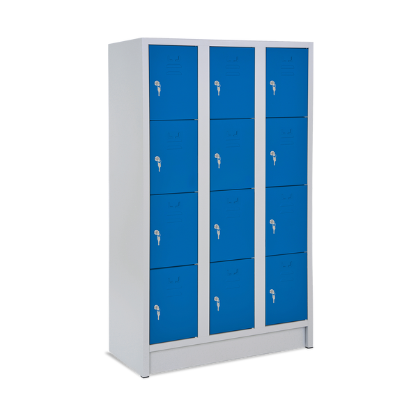 Fächerspind 4er Höhe – 3-Abteile (diverse Breiten) – Lichtgrau