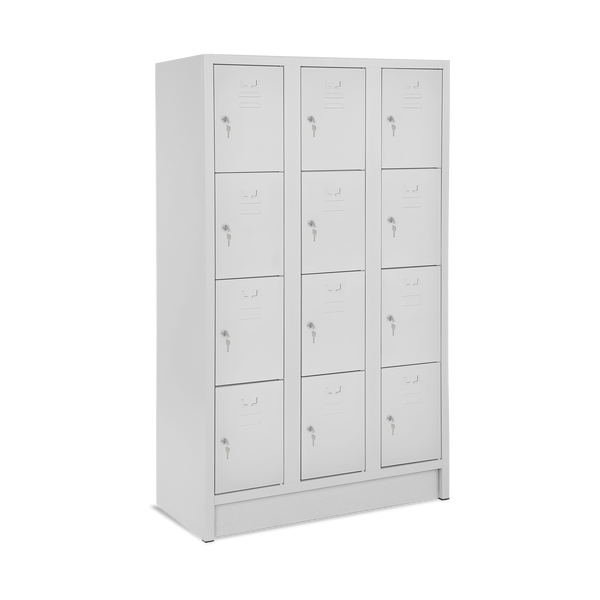 Fächerspind 4er Höhe – 3-Abteile (diverse Breiten) – Lichtgrau