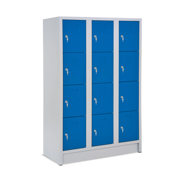 Fächerspind 4er Höhe – 3-Abteile (diverse Breiten) – Lichtgrau