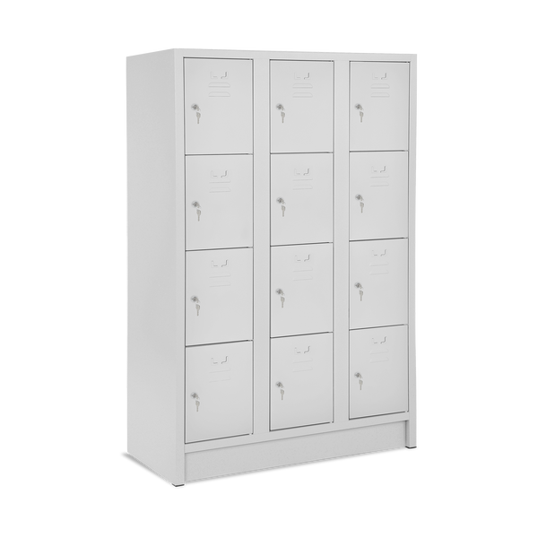 Fächerspind 4er Höhe – 3-Abteile (diverse Breiten) – Lichtgrau