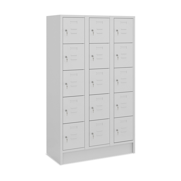 Fächerspind 5er Höhe – 3-Abteile (diverse Breiten) – Lichtgrau