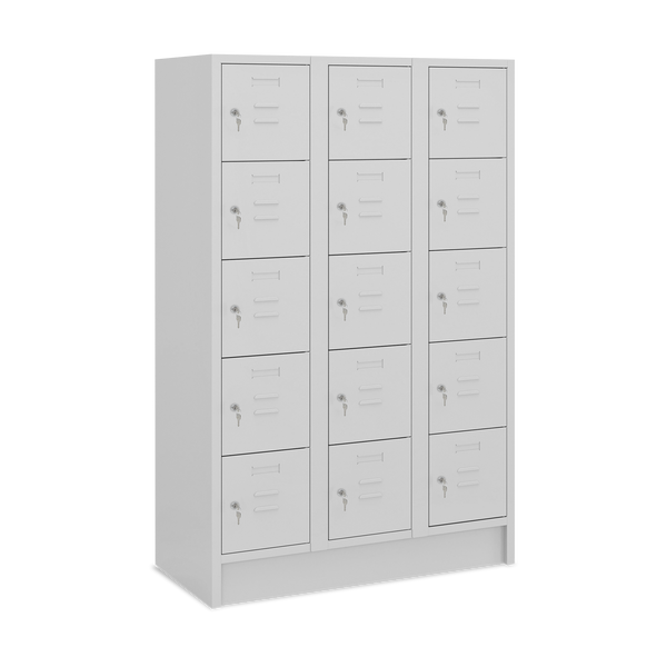 Fächerspind 5er Höhe – 3-Abteile (diverse Breiten) – Lichtgrau