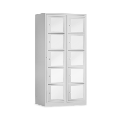 Schließfachschrank mit Sichtfenster (800 mm) in Lichtgrau
