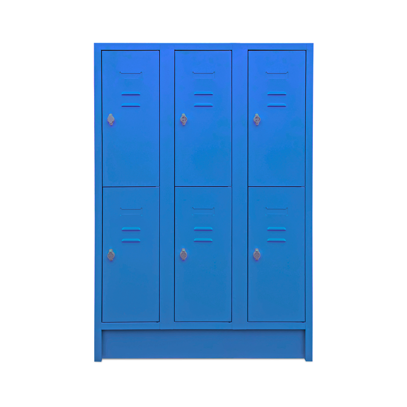 Schul-Fächerspinde (3-Abteile je 2-Fächer) 1600 mm höhe – Bunte Farben
